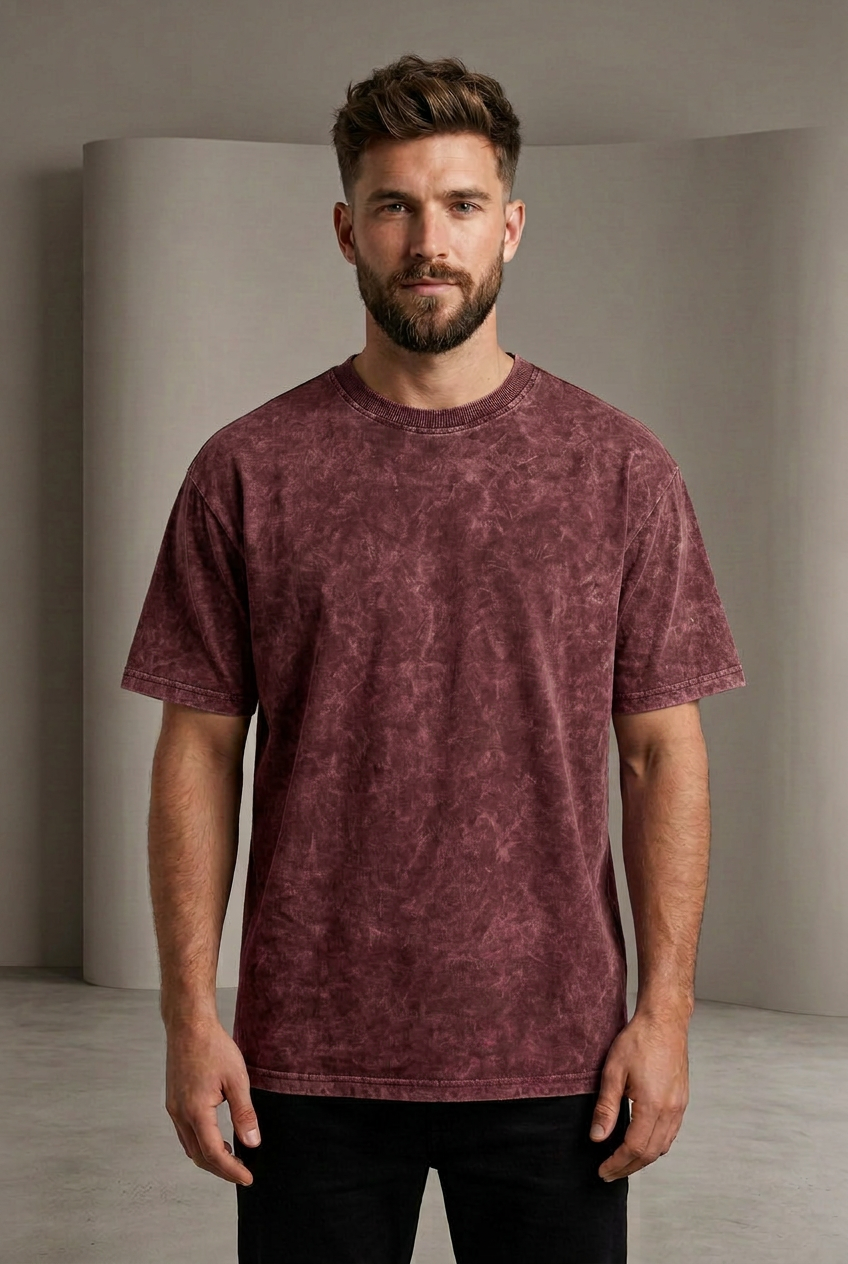 Oversized Acid Wash Half Sleeve T-Shirt