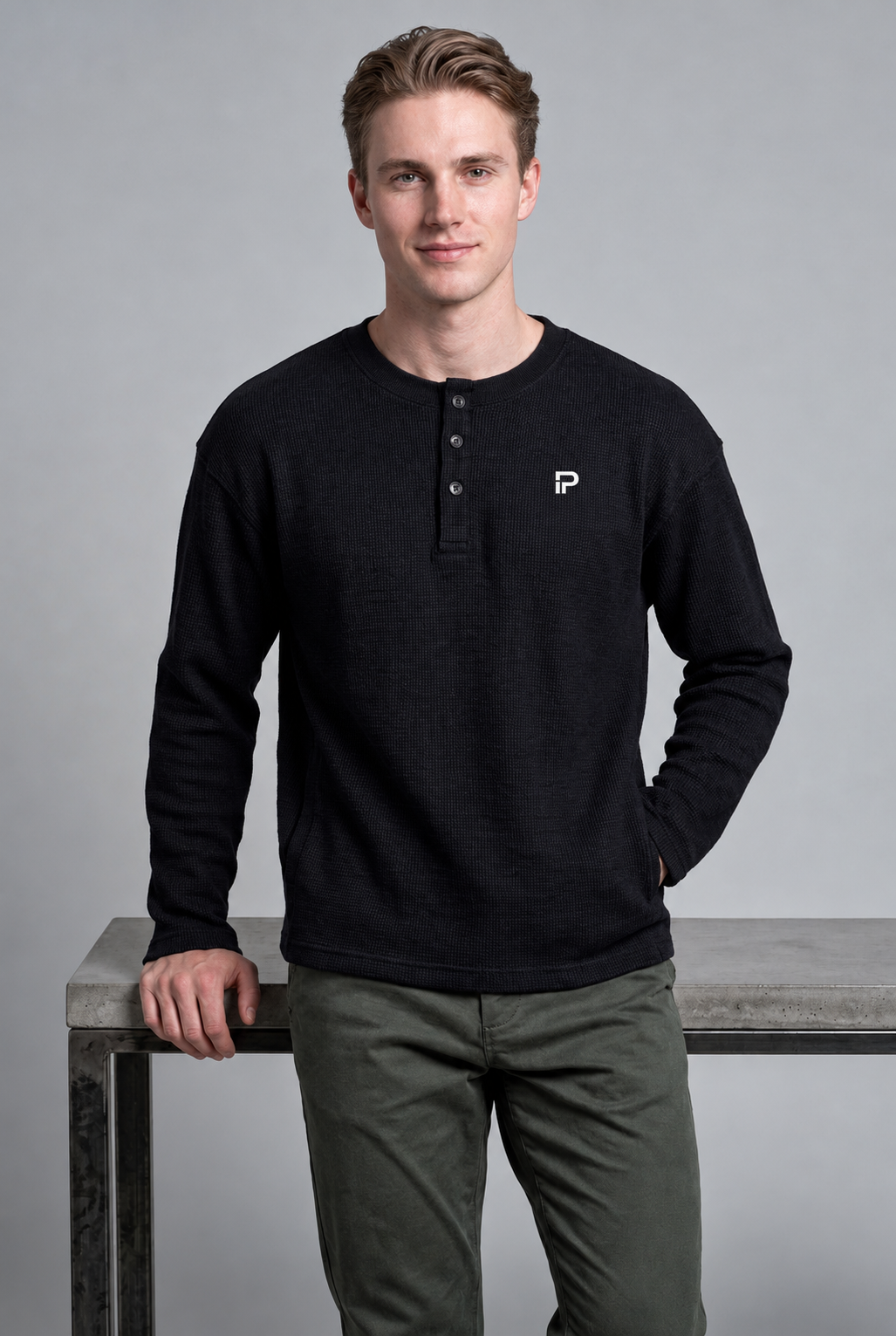 Textured Waffle Henley T-Shirt