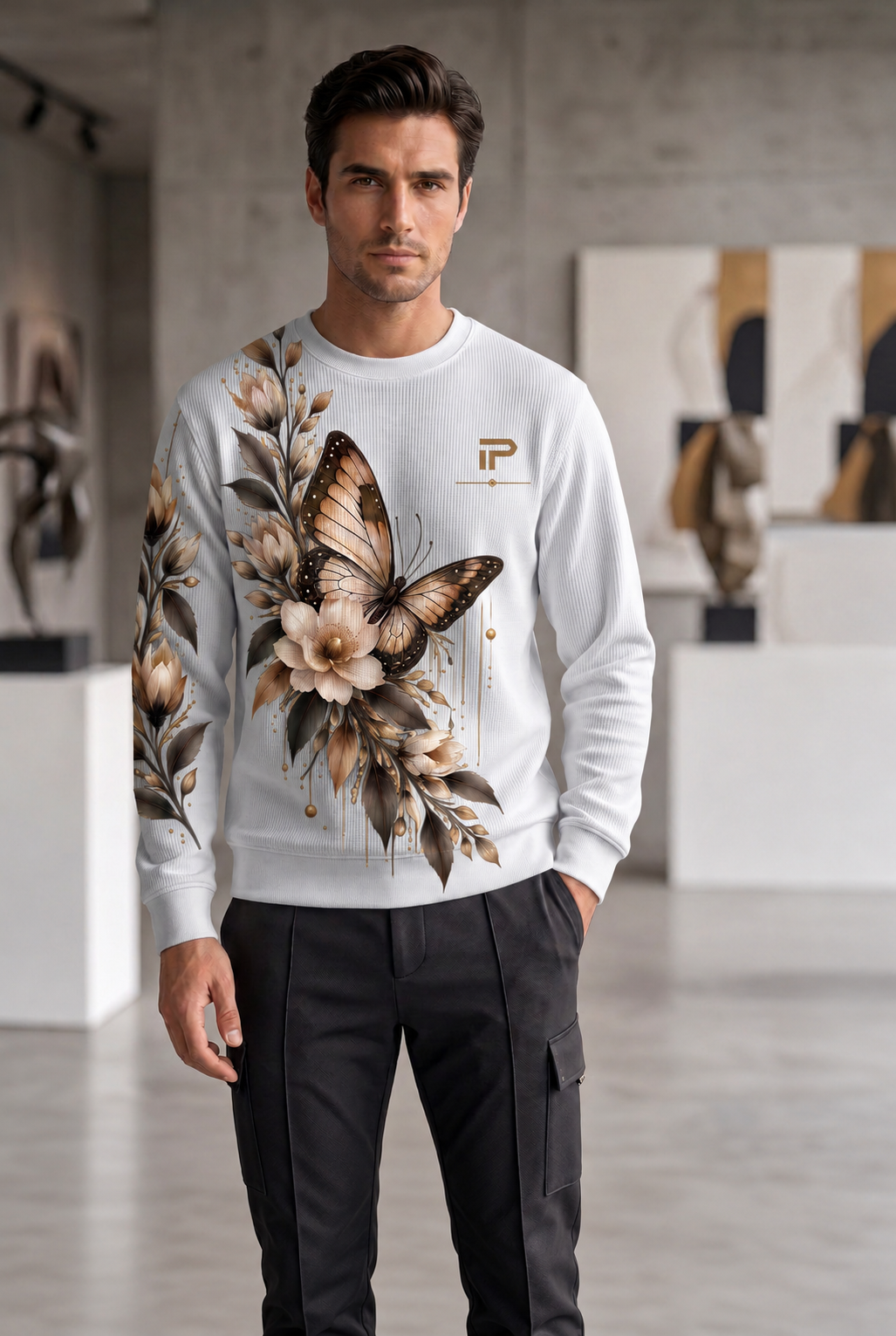 Butterfly Elegance Waffle Sweatshirt