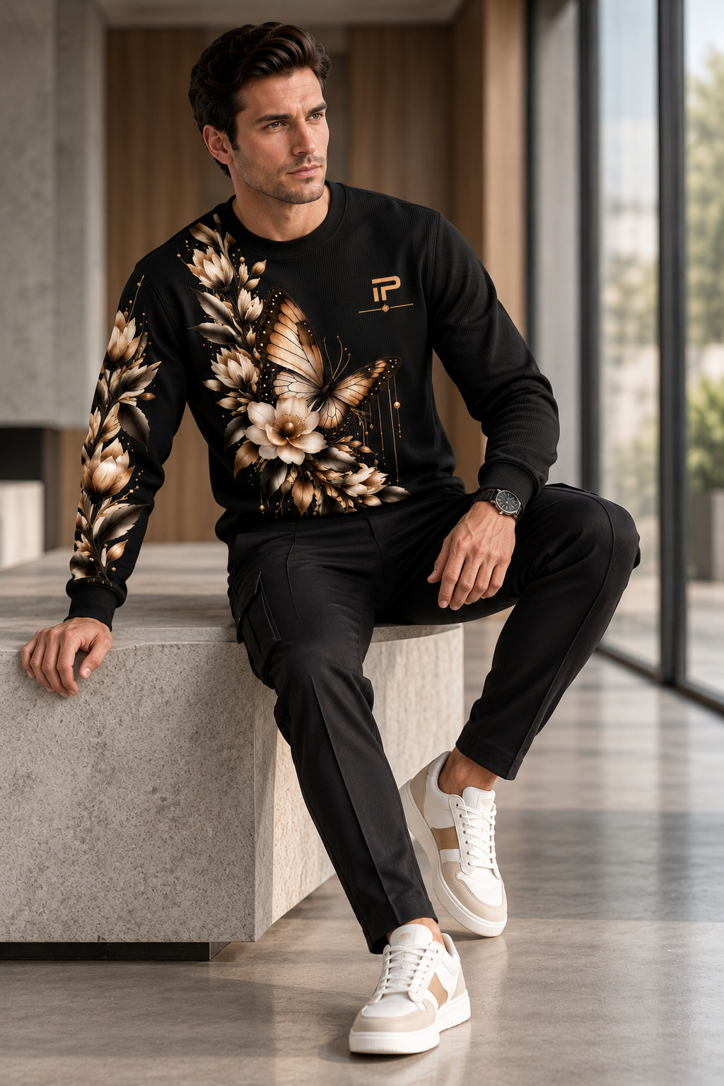 Butterfly Elegance Waffle Sweatshirt