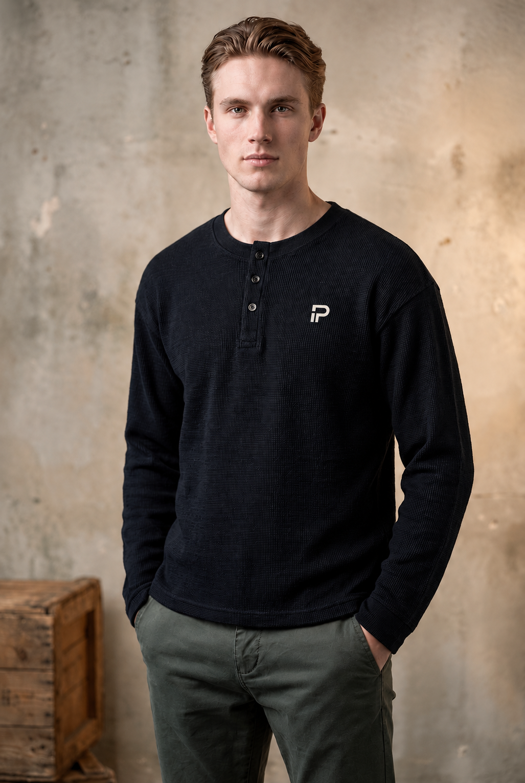 Textured Waffle Henley T-Shirt