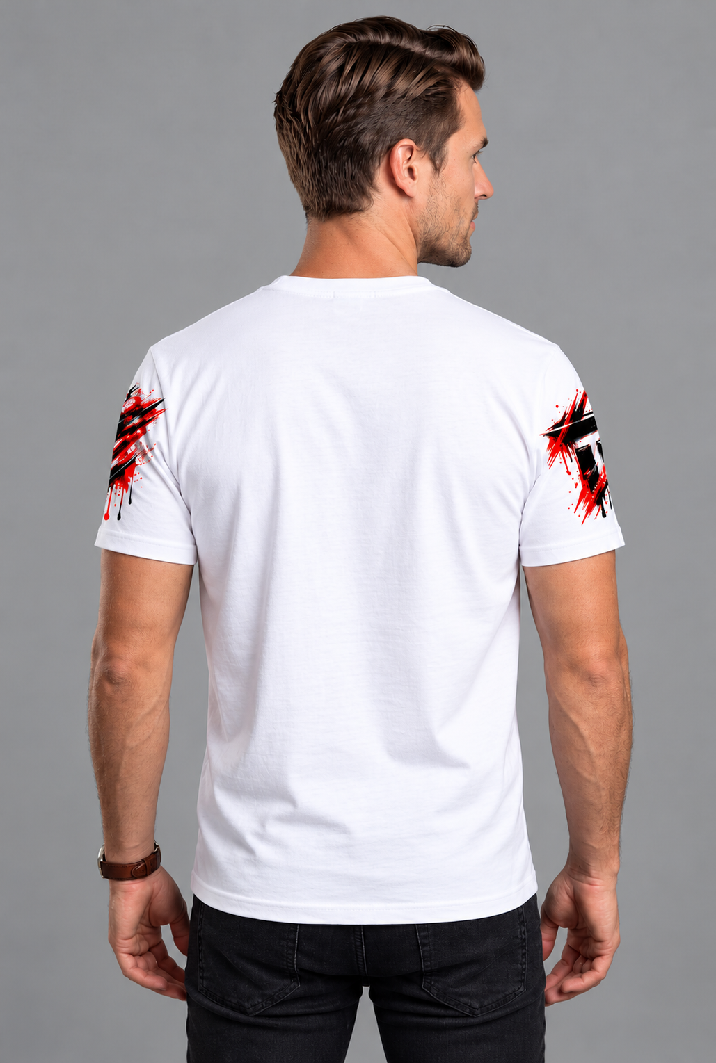 Men's White Abstract Graphic Printed T-Shirt