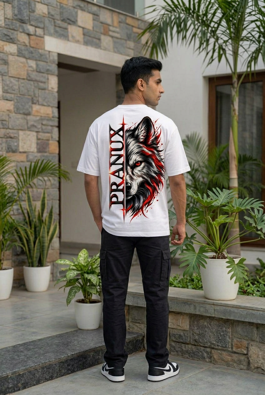 Wolf Graphic Back Print T-Shirt